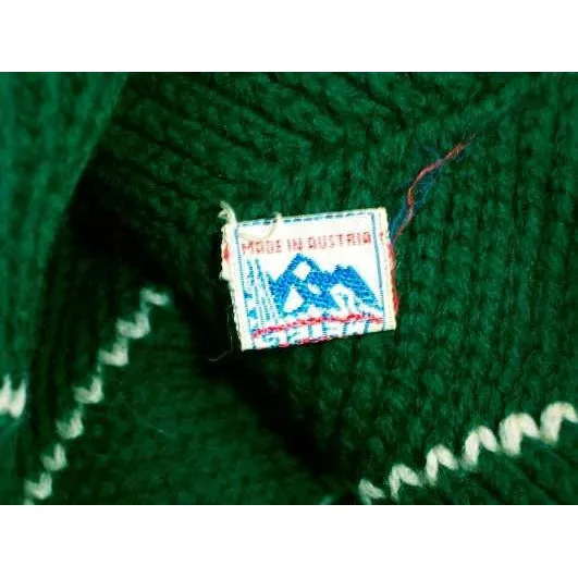Vintage Hand Knit Green Hat Austria 1950S Unisex