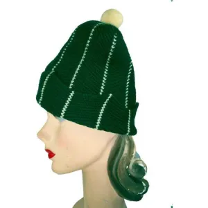 Vintage Hand Knit Green Hat Austria 1950S Unisex
