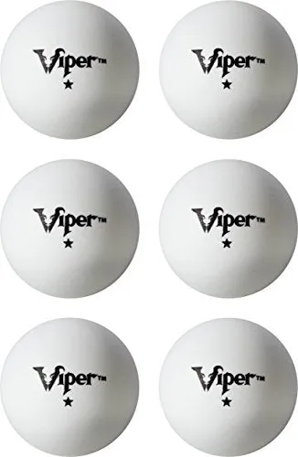 Viper Table Tennis Balls, White 40mm Regulation Size, 1 Star Rating, 6 Pack