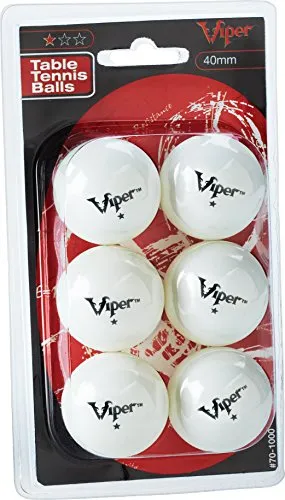 Viper Table Tennis Balls, White 40mm Regulation Size, 1 Star Rating, 6 Pack