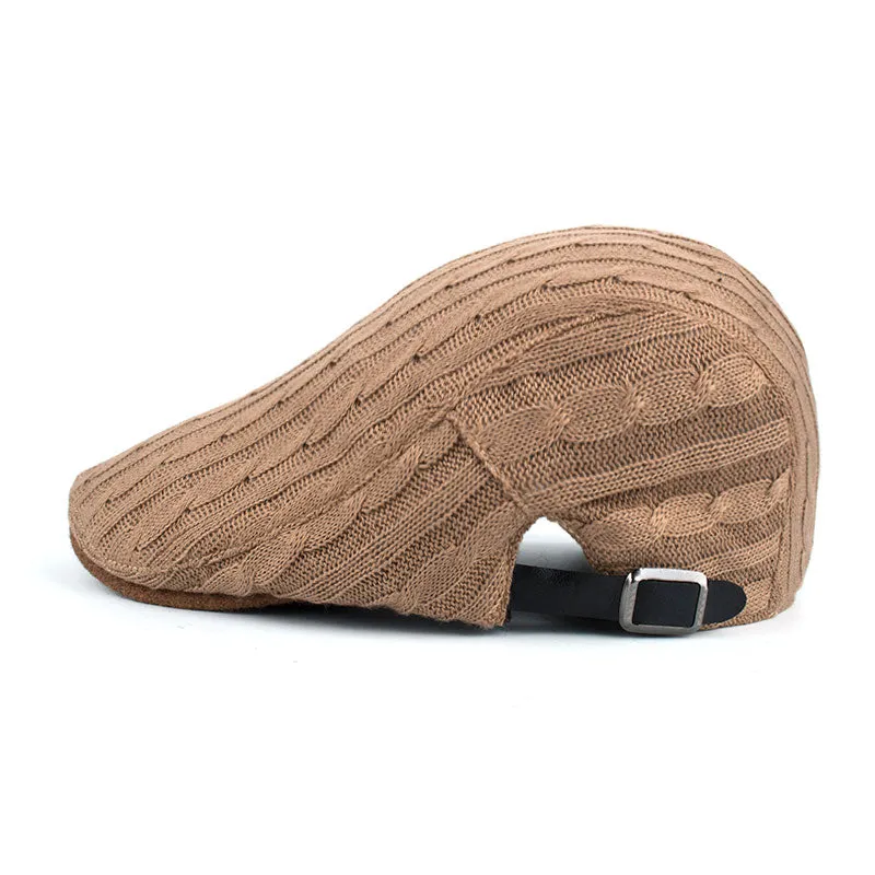 Winter Cotton Beret Hat For Men - Khaki,Black,Navy,Coffee,Grey