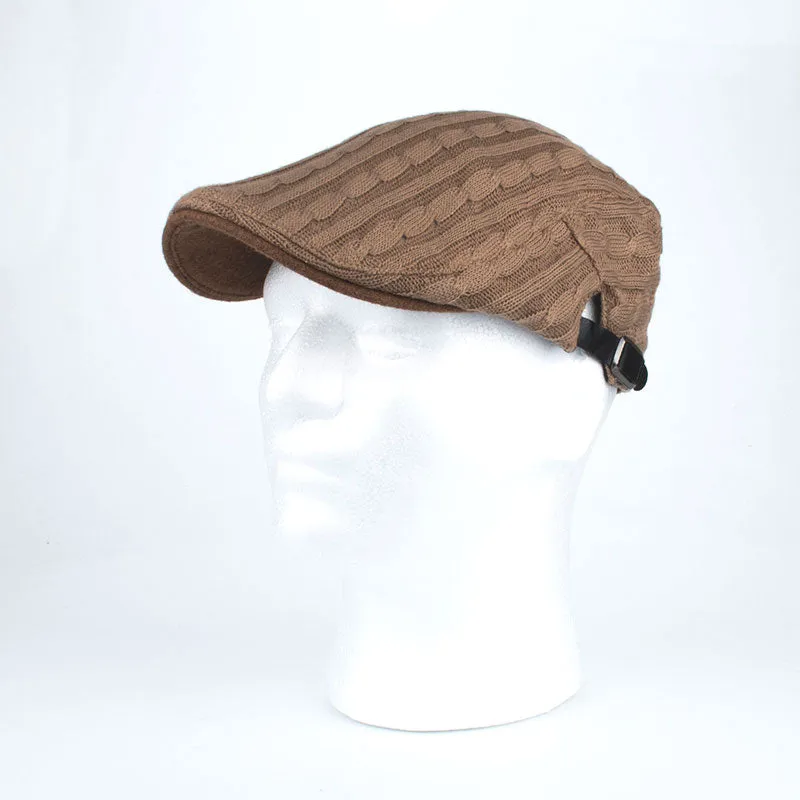 Winter Cotton Beret Hat For Men - Khaki,Black,Navy,Coffee,Grey