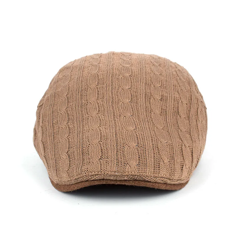 Winter Cotton Beret Hat For Men - Khaki,Black,Navy,Coffee,Grey