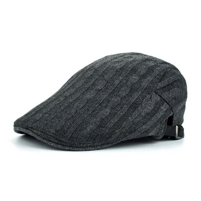 Winter Cotton Beret Hat For Men - Khaki,Black,Navy,Coffee,Grey