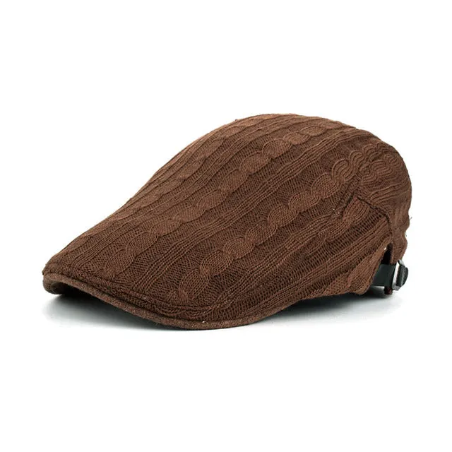 Winter Cotton Beret Hat For Men - Khaki,Black,Navy,Coffee,Grey