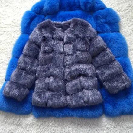 Women's Luxury Long Faux Fox Fur Coat Thick Warm Winter Fluffy Faux Fur Jacket Coats