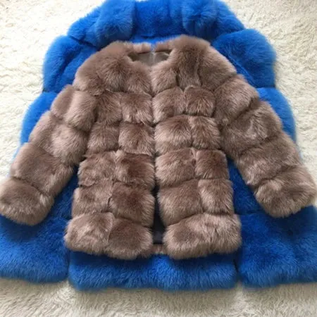 Women's Luxury Long Faux Fox Fur Coat Thick Warm Winter Fluffy Faux Fur Jacket Coats