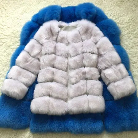Women's Luxury Long Faux Fox Fur Coat Thick Warm Winter Fluffy Faux Fur Jacket Coats